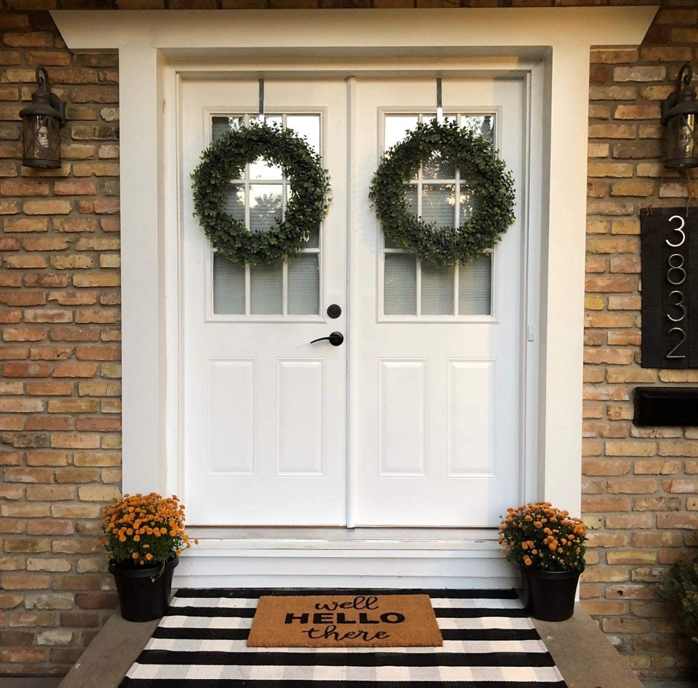 double doors buffalo plaid doormat
