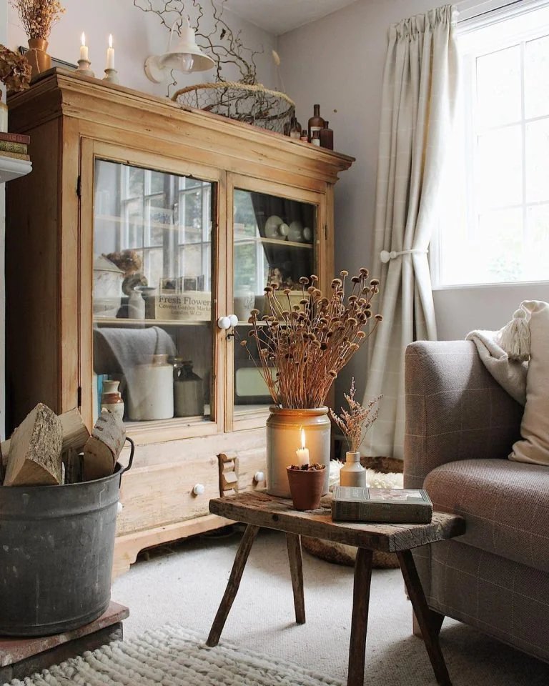 distressed coffee table in a rustic style living room add natural charm to the space